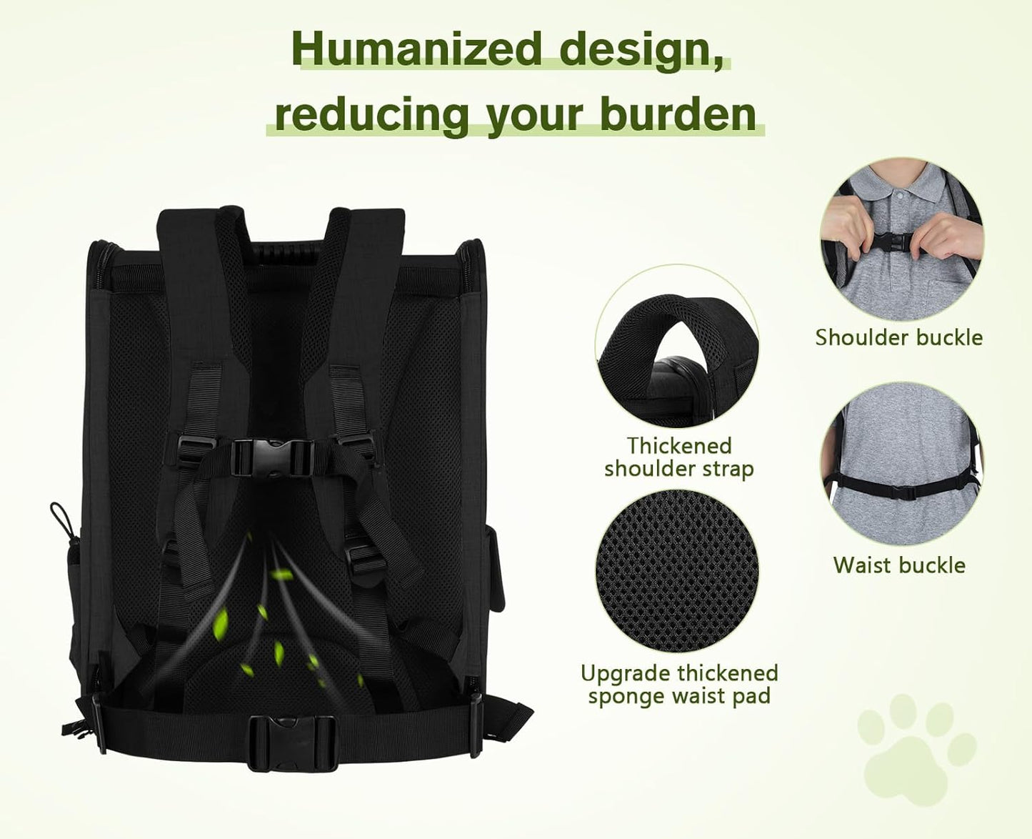 Pecute Cat Backpack with Breathable Mesh, Dog Backpack Carrier with Multi-Pockets for Cats Puppies, Pet Backpack Carrier for Travel Hiking Camping Outdoor (Gray)