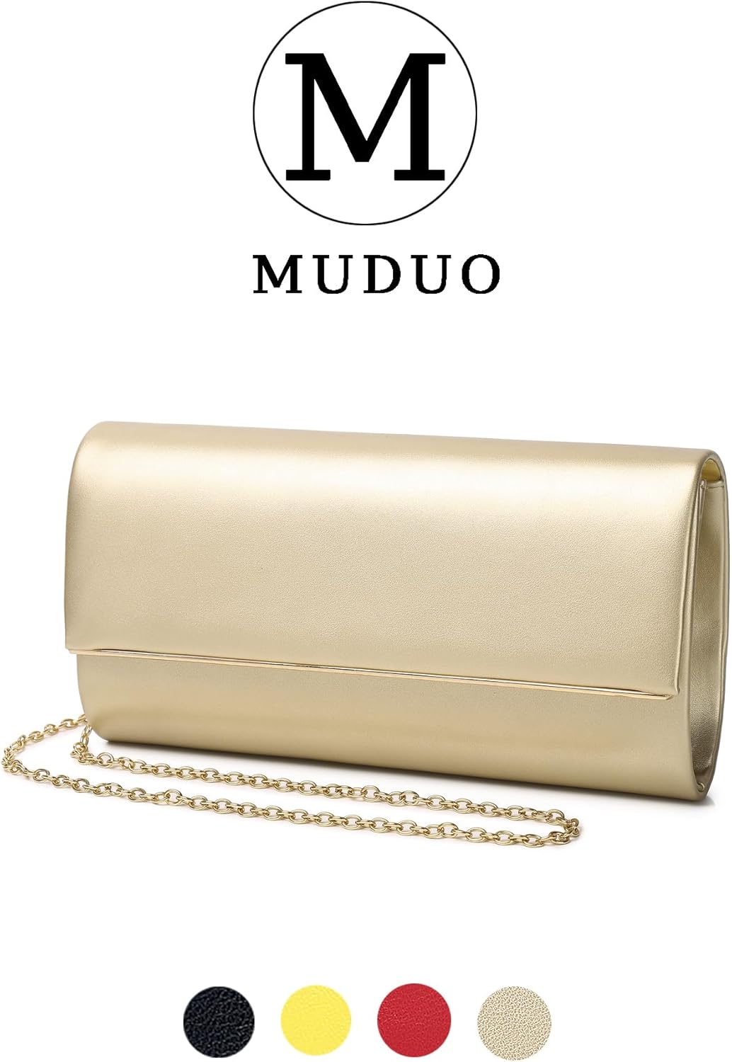 MUDUO Patent Leather Envelope Clutch Purse Shiny Candy Foldover Clutch Evening Bag for Women (7018-Silver)
