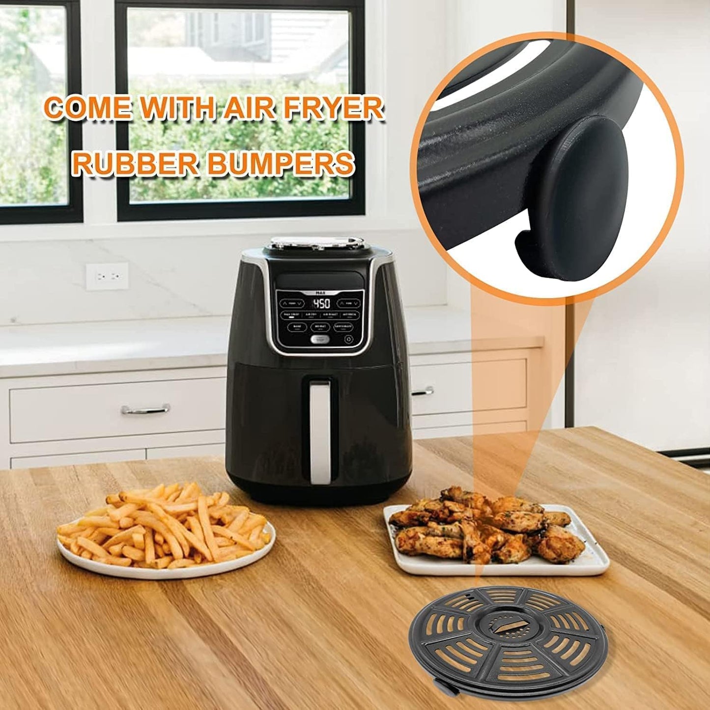 Air fryer Replacement Tray for Ninja AF101 4 QT AF161 Max XL AF150 XL 5.5 Quart Air Fryer, 8.2'' Round Food Grade Air Fryer Grill Pan Grill Plate Crisper Plate Accessories Parts Rack,Dishwasher Safe