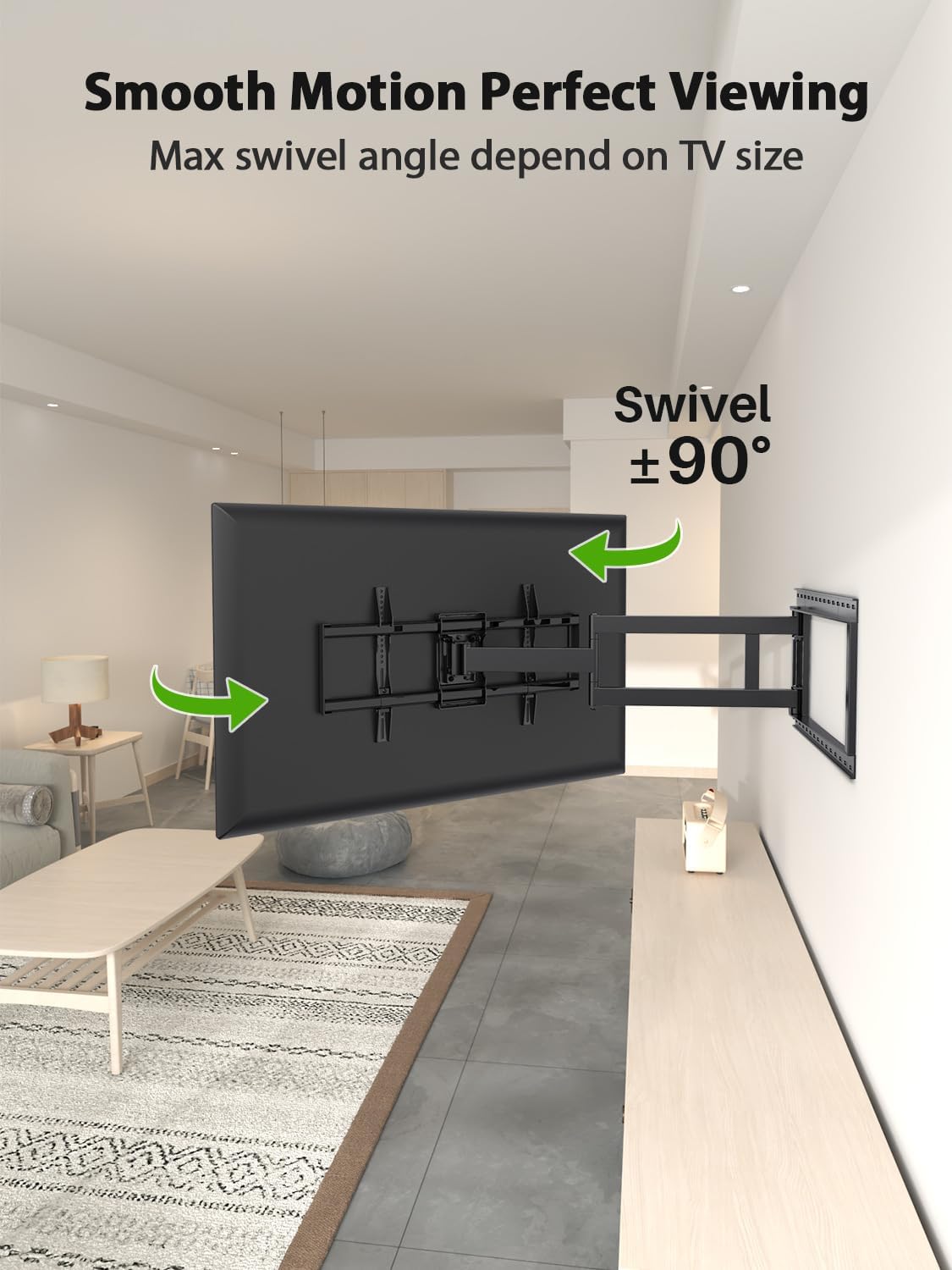 USX MOUNT Long Arm TV Wall Mount for Most 42-90 Inch TV up to 150 Lbs, 40 Inch Extension Full Motion TV Mount Swivel Tilt, Wall Mount TV Bracket Fit Wood Stud up to 24 Inch, Max VESA 800x400mm, XML035