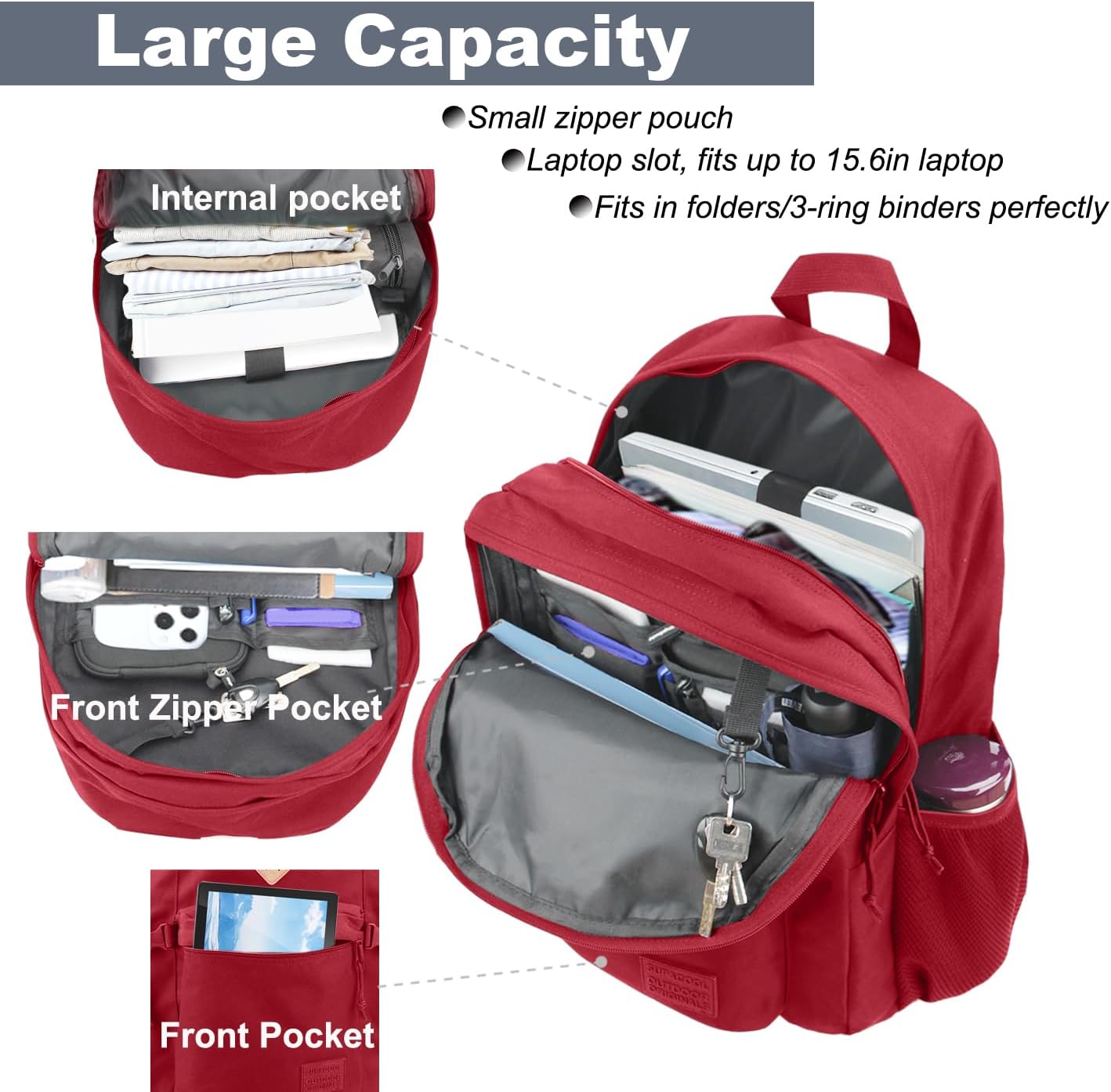 SUPACOOL Lightweight Casual Backpack for Men and Women, Large Backpack for School Boys and Girls