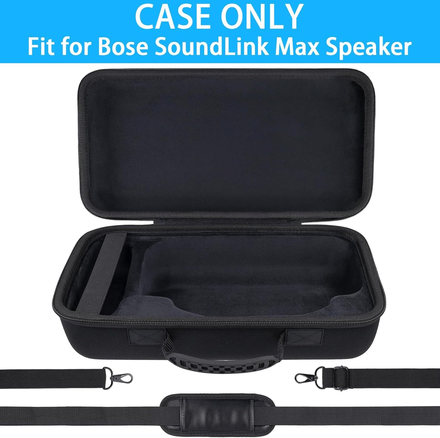Bose SoundLink Max Portable Speaker Hard Protective Case, Portable Travel Case with Shoulder Strap and Handle (Black Case) - co2CREA