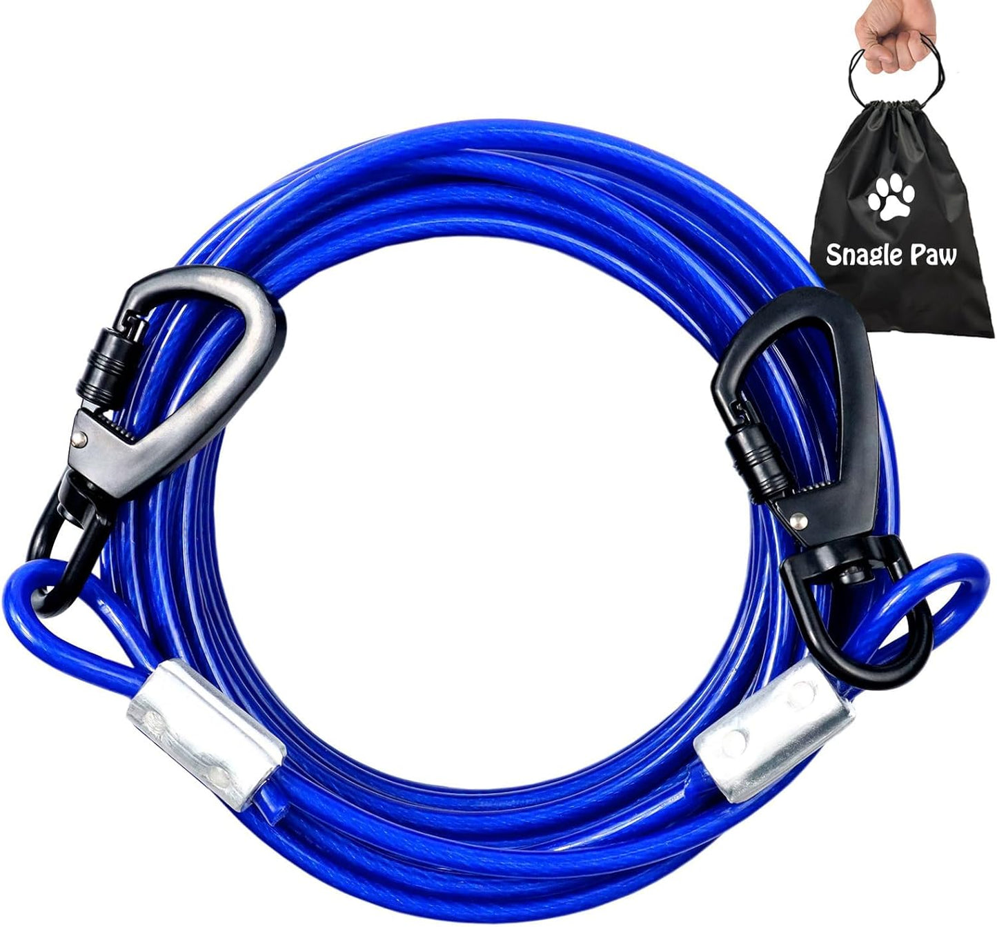 Tie Out Cable for Dogs, 10FT Dog Leads for Yard Chew Proof, Heavy Duty Dog Tie Out Cable for Large Dogs Up to 126lbs, Durable Dog Runner for Yard or Camping