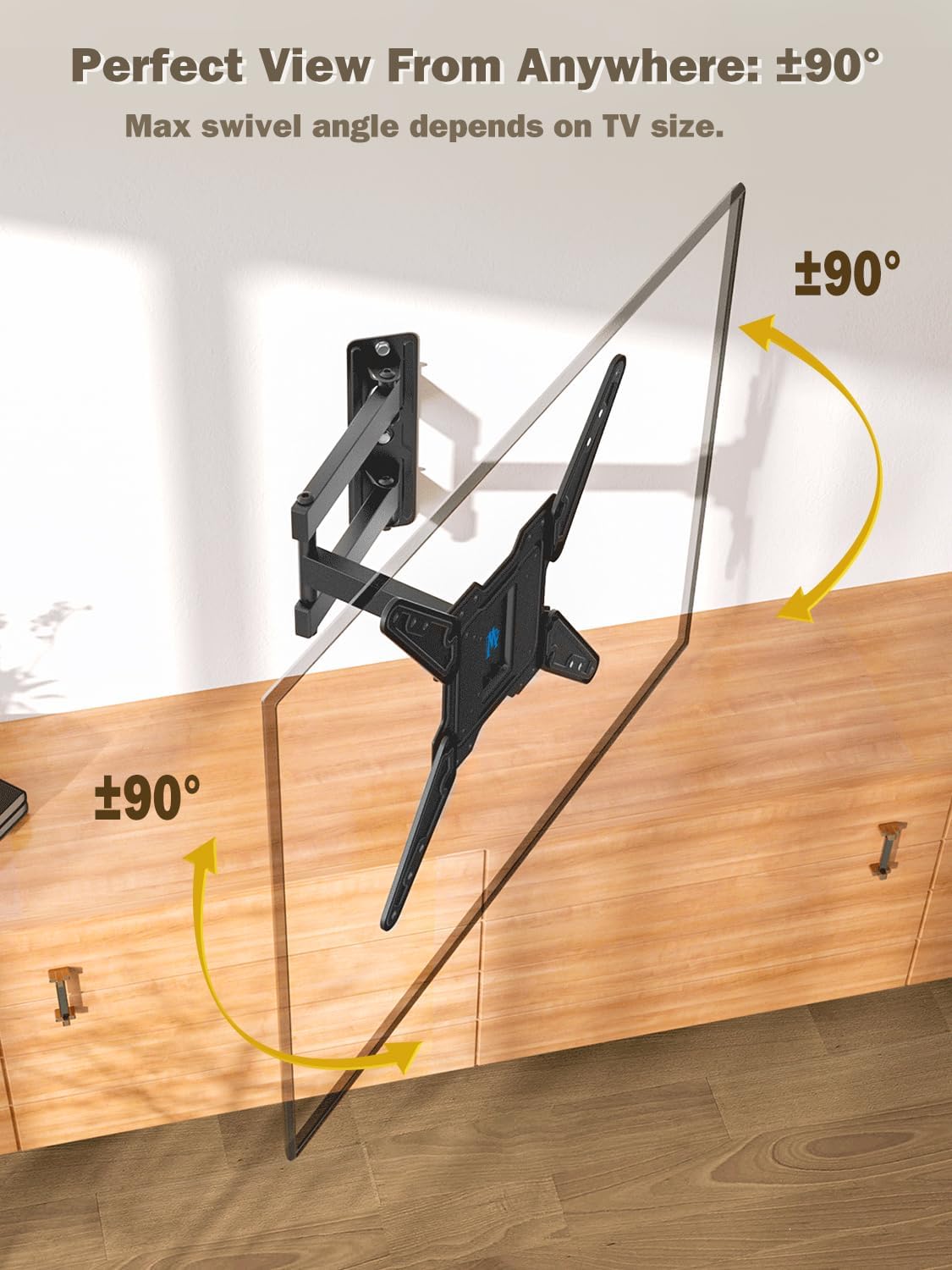 Mounting Dream TV Mount for Most 26-55 Inch TVs, Full Motion TV Wall Mount with Perfect Center Design on Single Stud Articulating Mount Max VESA 400x400mm up to 77 LBS, MD2413-MX