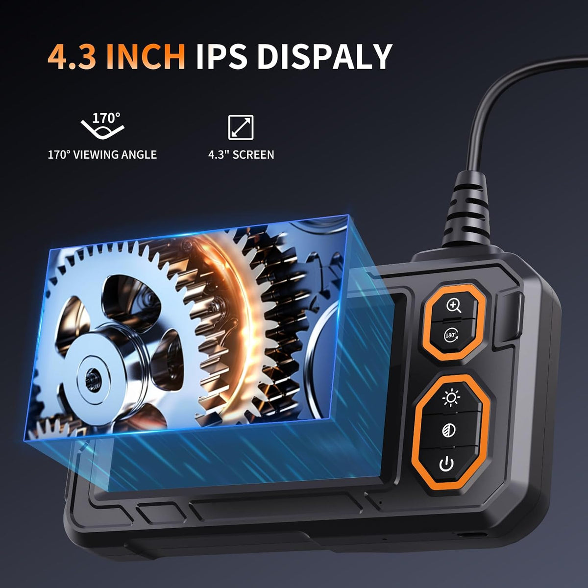 Endoscope Camera with Light, Borescope Inspection Camera, 4.3" IPS Endoscope Gifts for Men, Borescope Snakecamera with 8 LED Light, 7.9mm IP67 Plumbing Tools for Automotive, Gadgets for Men(16.5FT)