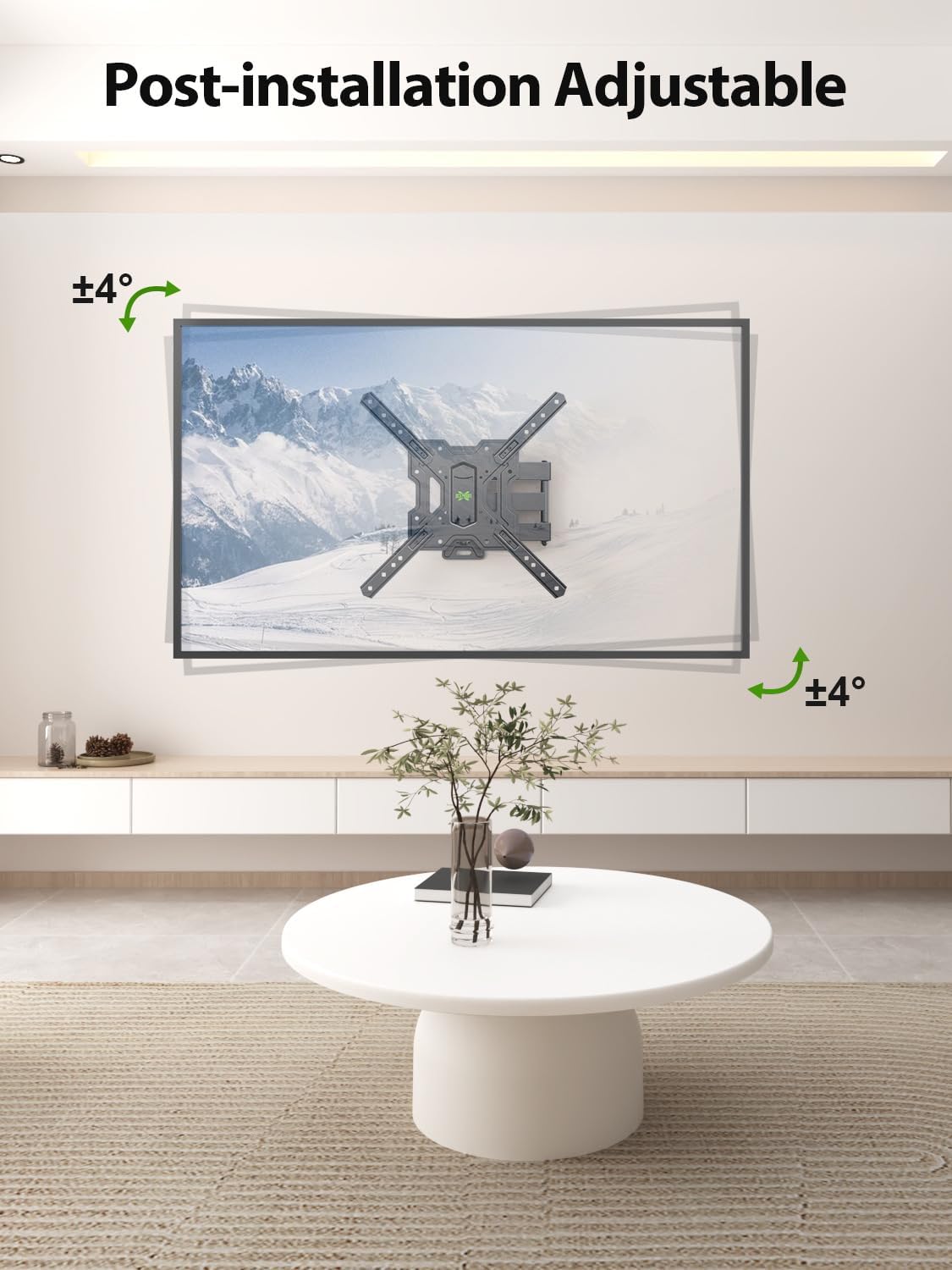 USX MOUNT Full Motion TV Wall Mount for 26-55 Inch TVs up to 77 Lbs, Articulating TV Mount with Perfect Center Design, Single Stud Wall Mount TV Bracket, Max VESA 400x400mm