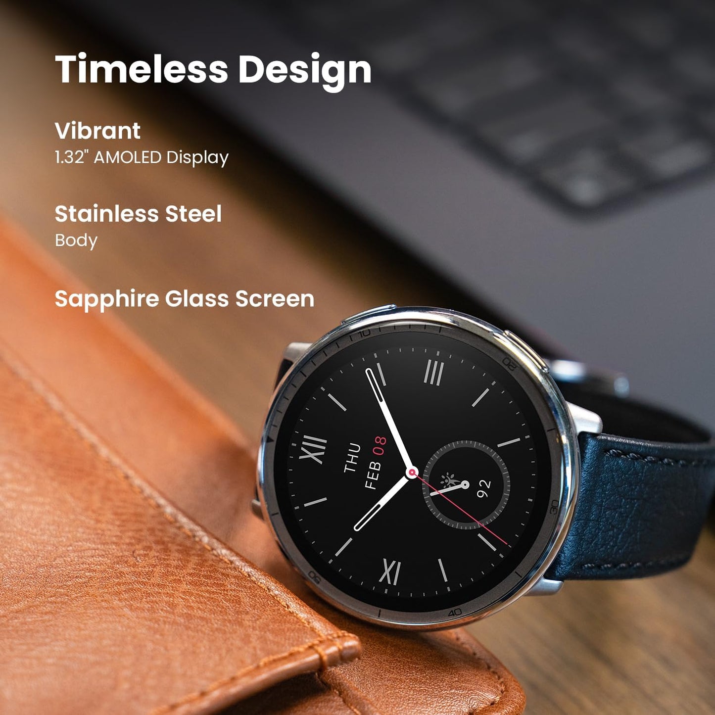 Amazfit Active 2 Smart Watch 1.75" AMOLED Display, Offline Maps with GPS, 10 Day Battery, 160+ Sport Modes, Water Resistant, Heart Rate & Sleep Fitness Tracker for Android & iPhone, Black Leather