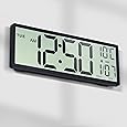 QINYUNE Digital LCD Wall Clock Easy to Set, 8.5 Inch LCD Screen with Time/Date/Temperature Display,Simple Digital Desk Clock with 12/24H for Bedroom Living Room Office