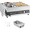 VEVOR Electric Soup Warmer, Two 6.34QT Stainless Steel Round Pot with 86~185°F Adjustable Temp, 1200W Commercial Bain Marie Compatible with Pans, Soup Station for Restaurant, Buffet