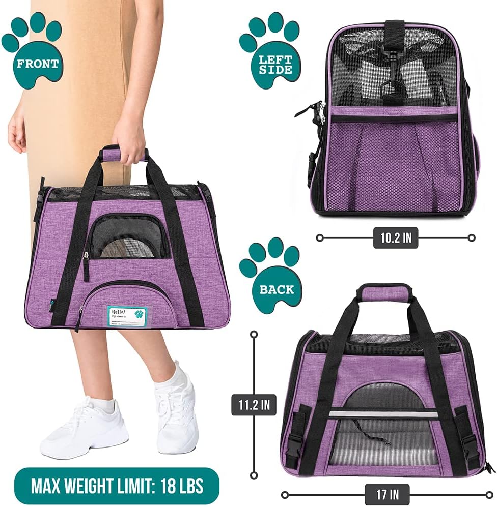 Premium Airline Approved Soft-Sided Pet Travel Carrier by PetAmi | Ventilated, Comfortable Design with Safety Features | Perfect For Plane or Car | Ideal for Small to Medium Sized Cats, Dogs, and Pets