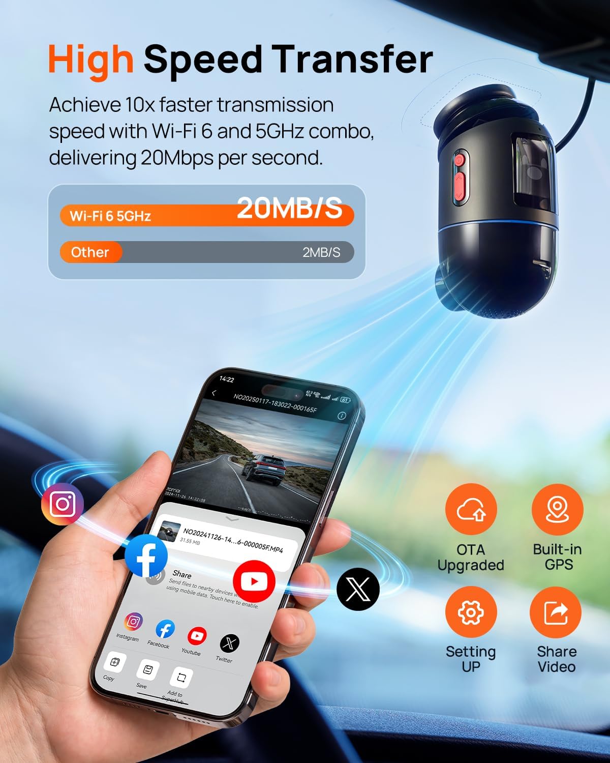 70mai Dual Dash Cam Front and Rear 4K, Car Camera for Cars with Sony IMX678 Sensor, STARVIS 2 Night Vision, AI Motion Detection, ADAS, Wi-Fi 6, Parking Monitor, Voice Control (4K Omni X800)