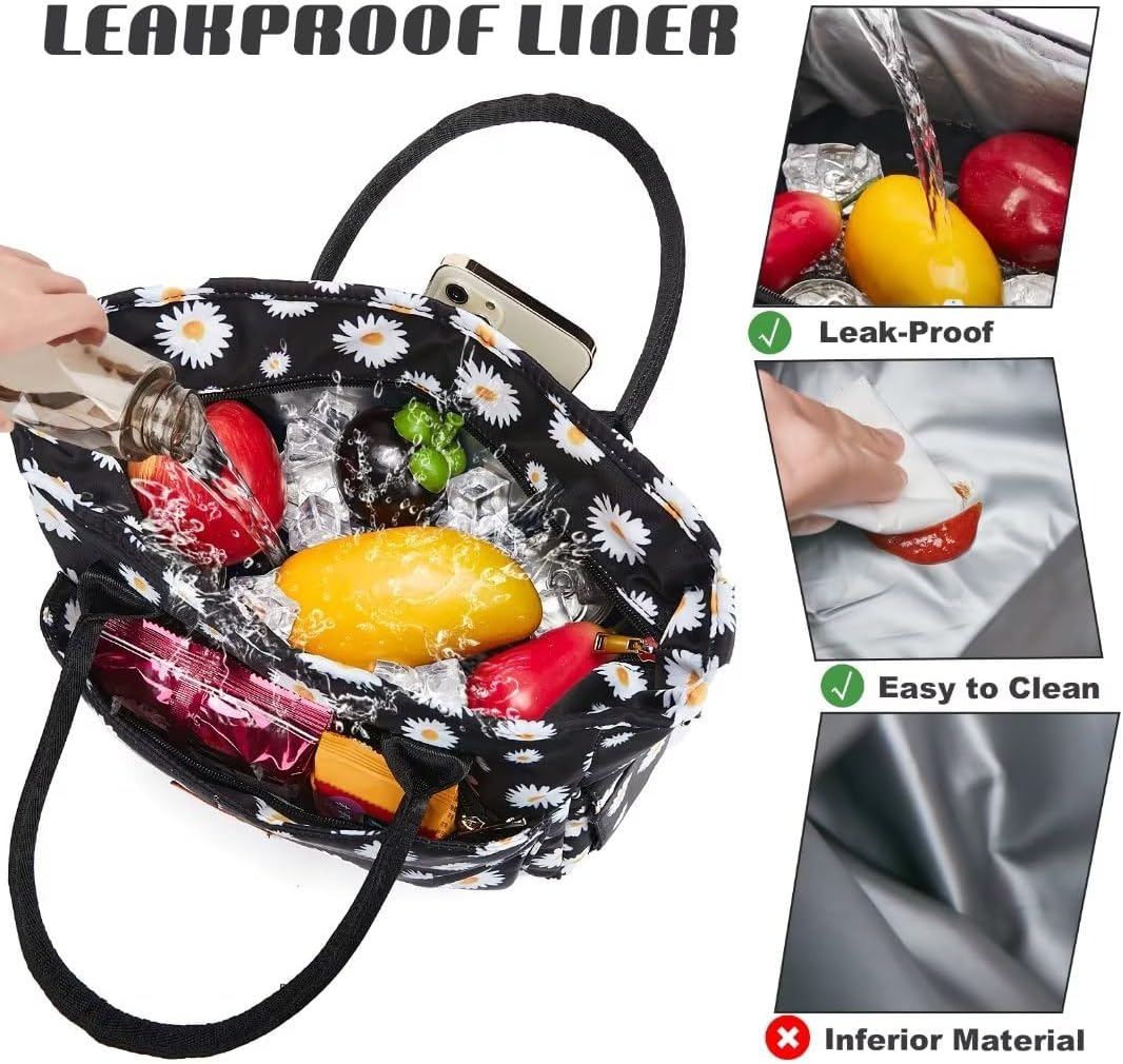 Lunch Bag for Women, Insulated Lunch Box for Work, Large Leakproof Cooler Purse with Side Pockets & Removable Shoulder Strap Women's Lunch Tote Bag for Picnic Work Beach Cute Lunch Bags (Heart)