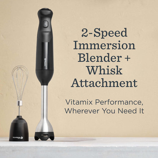 Vitamix 2-Speed Immersion Blender + Whisk Attachment, 350-Watt Motor, Black