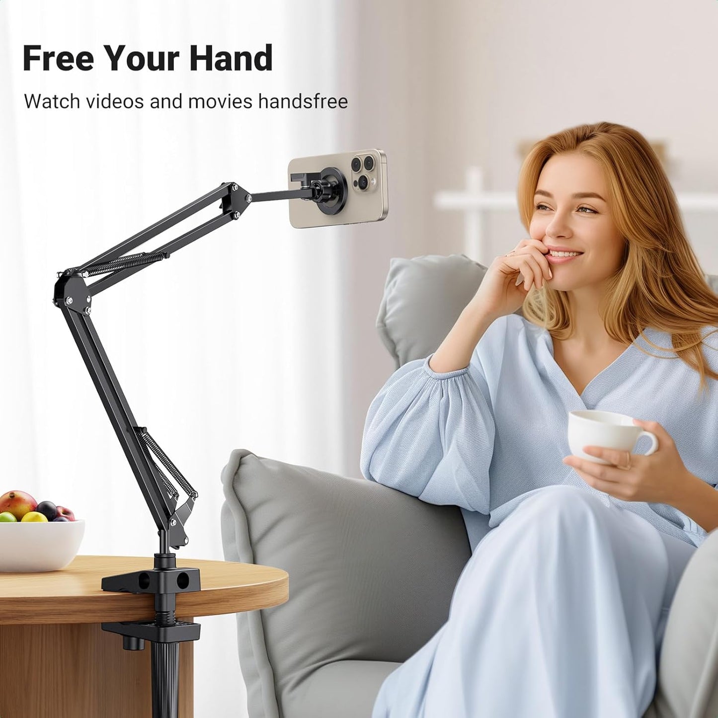 UGREEN Magsafe Gooseneck Phone Stand Holder for Bed Desk Upgraded Sturdy Long Adjutable Arm, Magnetic Overhead Cell Phone Arm Stand, Bed Phone Holder Compatible with Magsafe iPhone 16 15 14 13 Pro Max