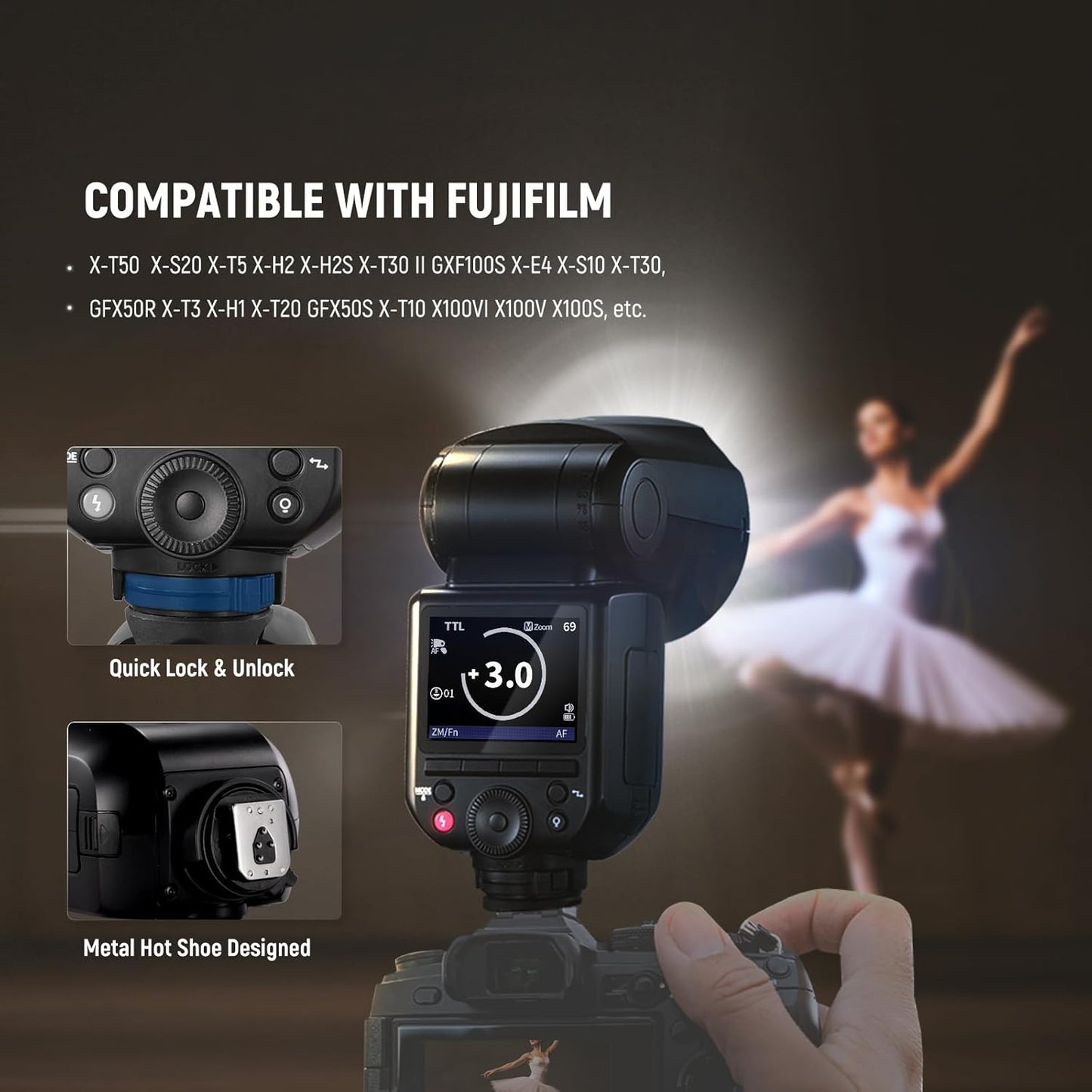 NEEWER Z2PRO-C 2.4G TTL Round Head Flash Speedlite Compatible with Canon, Wireless Compatible with Godox, Upgraded UI, 76Ws 1/8000s HSS, TTL/M TCM Switch, 7.2V/3000mAh Battery, 600 Full Power Flash