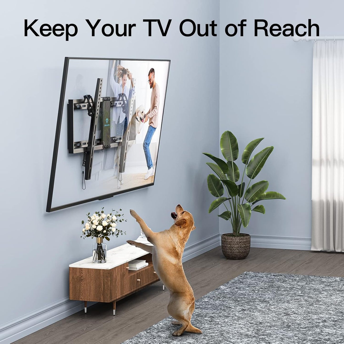 PERLESMITH Tilt TV Wall Mount for 37-82 Inch Flat Curved TVs up to 132lbs, Large Low Profile Tilting TV Mount max VESA 600x400mm, Ultra Slim Space Saving wall mount tv bracket Fits 16”- 24” Wood Studs