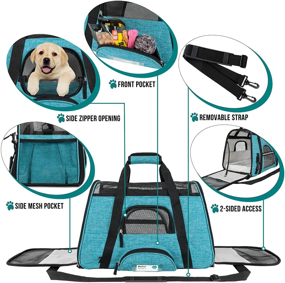 Premium Airline Approved Soft-Sided Pet Travel Carrier by PetAmi | Ventilated, Comfortable Design with Safety Features | Perfect For Plane or Car | Ideal for Small to Medium Sized Cats, Dogs, and Pets