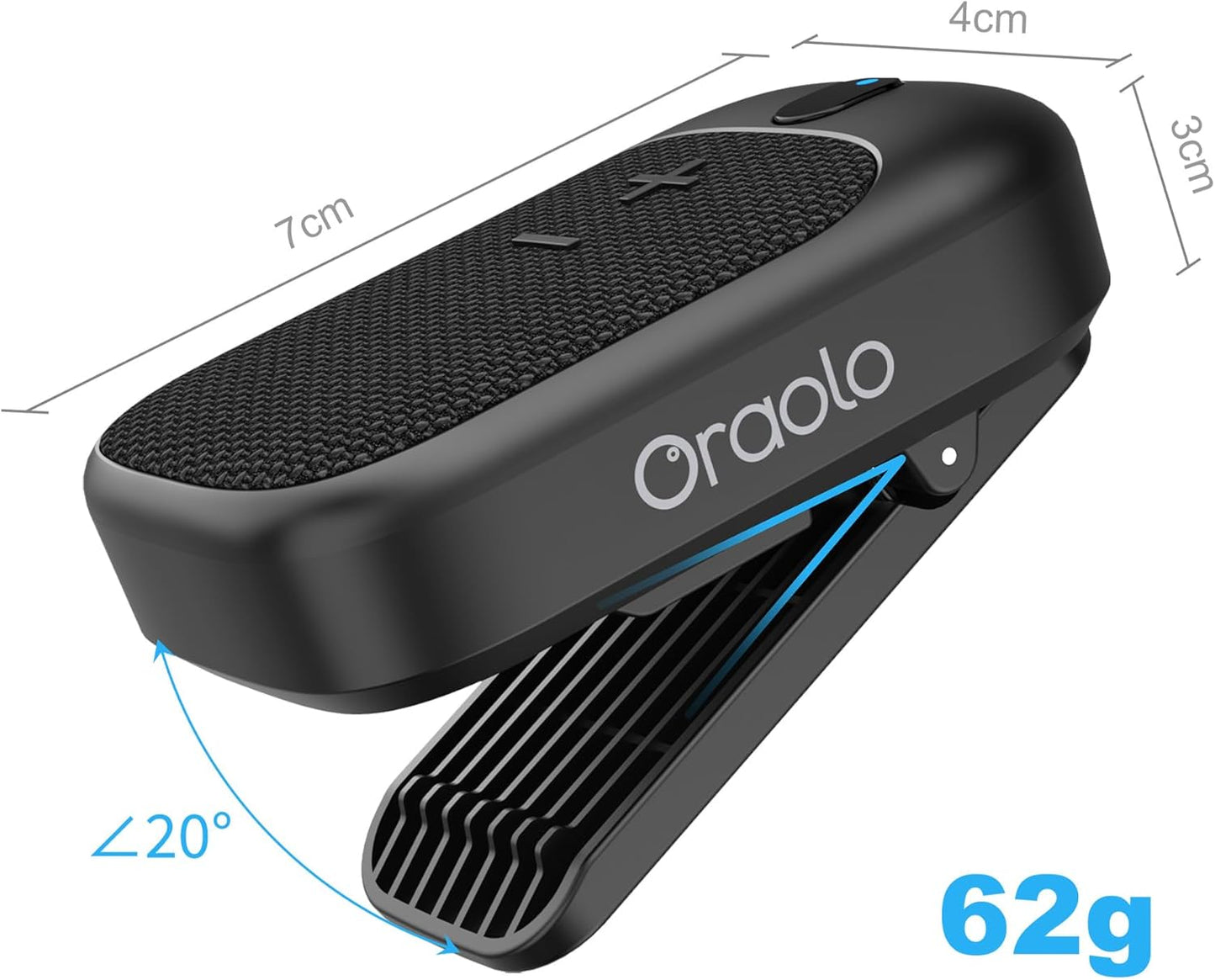 Oraolo Wearable Bluetooth Speaker, Clip on Portable Wireless Speaker with Microphone for Hands-Free Music and Calls, Mini Speaker for Work, Bike, Hiking, Running, 18H Long Playtime, 1 Pack