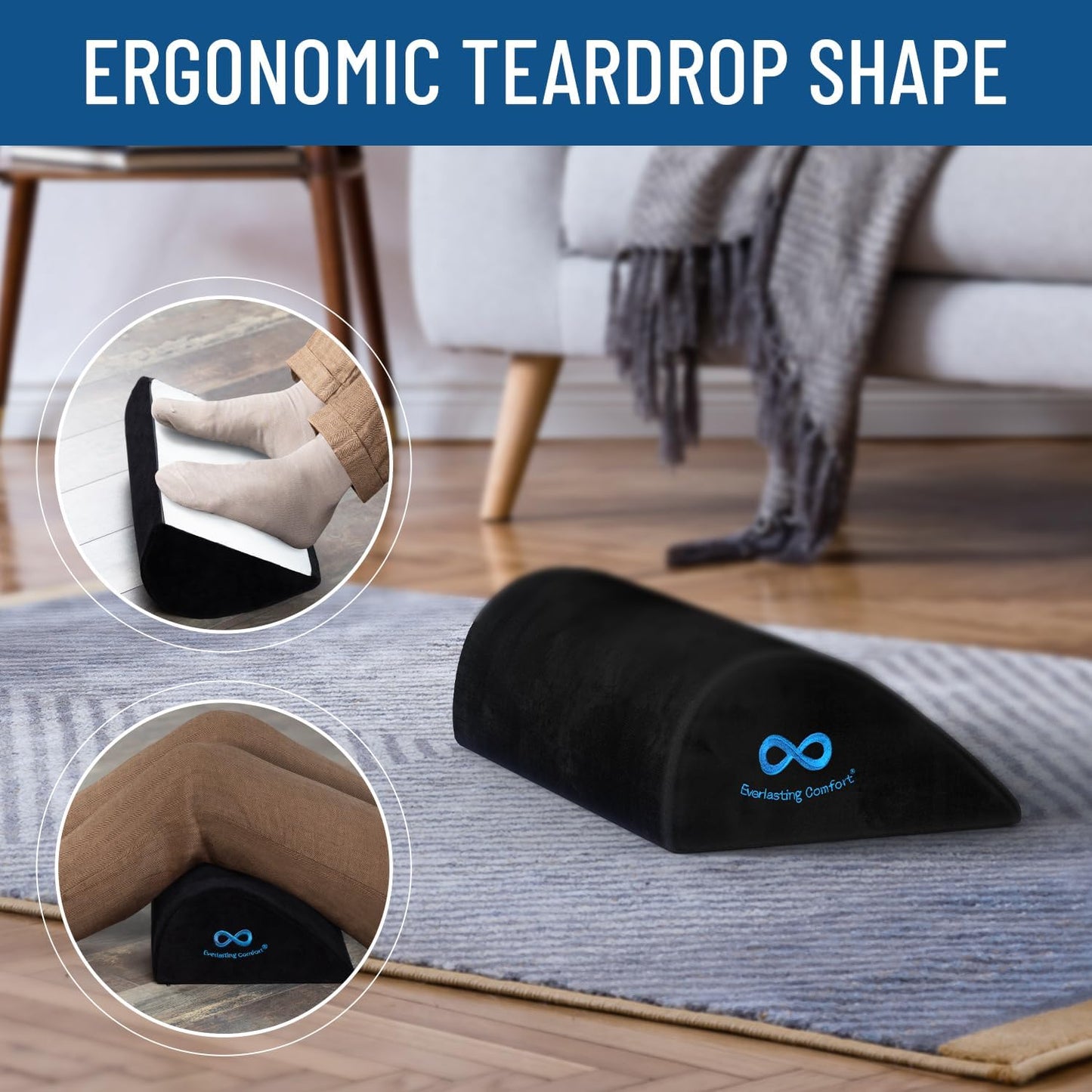 Everlasting Comfort Memory Foam Seat Cushion - Office Chair Cushion for Work, Travel, Car Support Pillow for Driving - Portable Seat for Chairs and Desks - Coussin Chaise - Black