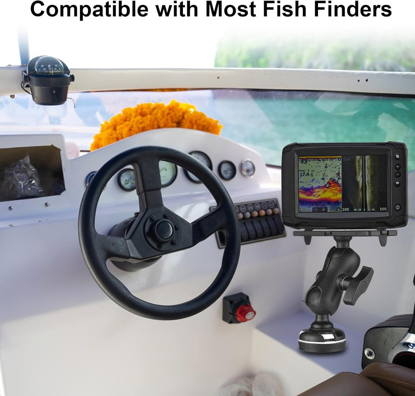 fosa Fish Finder Mount Base, Universal Fish Finder Bracket, Adjustable Kayak Electronic Holder with 360° Rotation Fishing Accessories