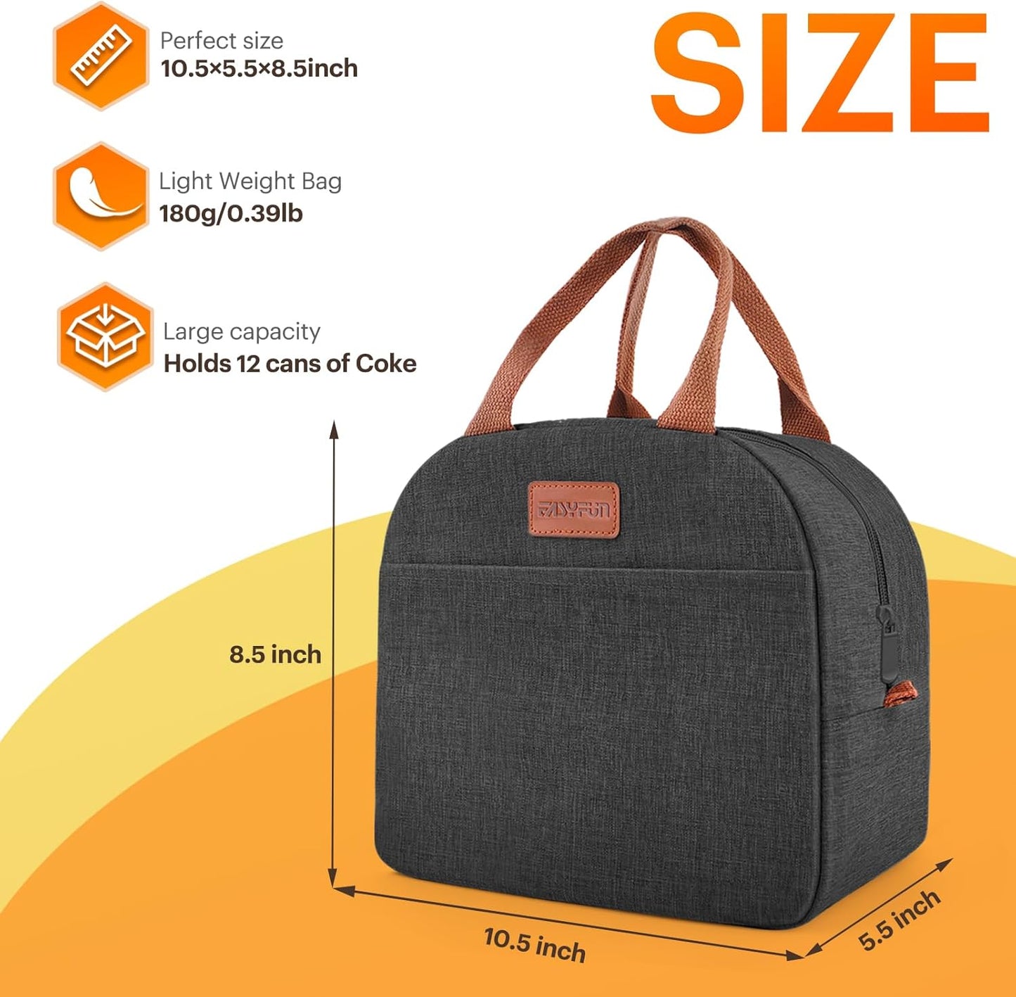Lunch Bag for Women & Men Adult Insulated Lunch Box, Small Leakproof Cooler Food Lunch Containers Reusable High Capacity Lunch Tote Bags for Work, Travel, Outdoor