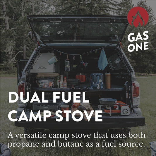 Gas ONE New GS-3400P Dual Fuel Portable Propane & Butane Camping and Backpacking Gas Stove Burner with Carrying Case (Gold)