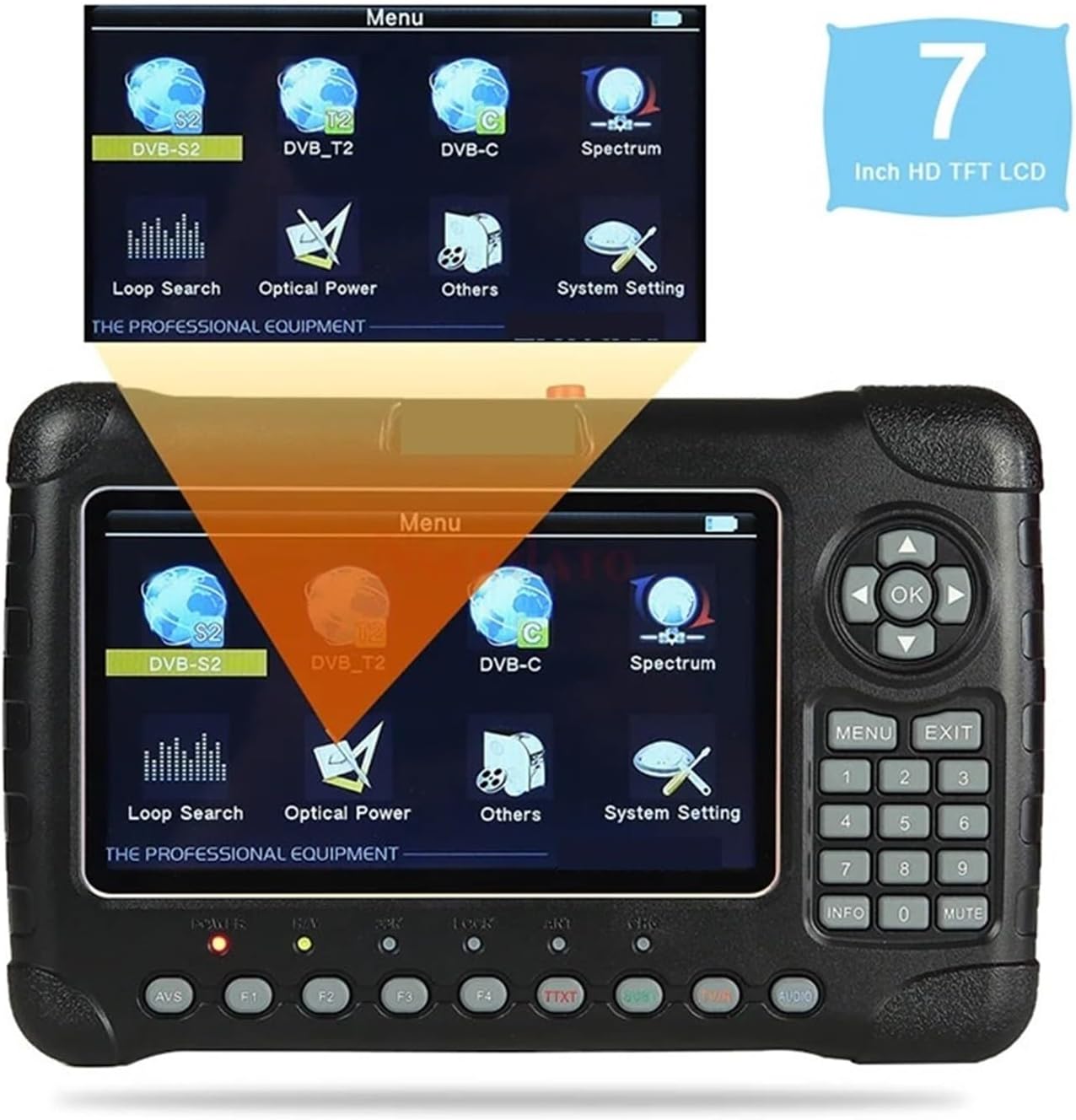WS6980 DVB-S2 DVB-T2/C Satellite Sat Finder Meter 7 Inch Satellite Signal Spectrum Analyzer for Dish Network Directv