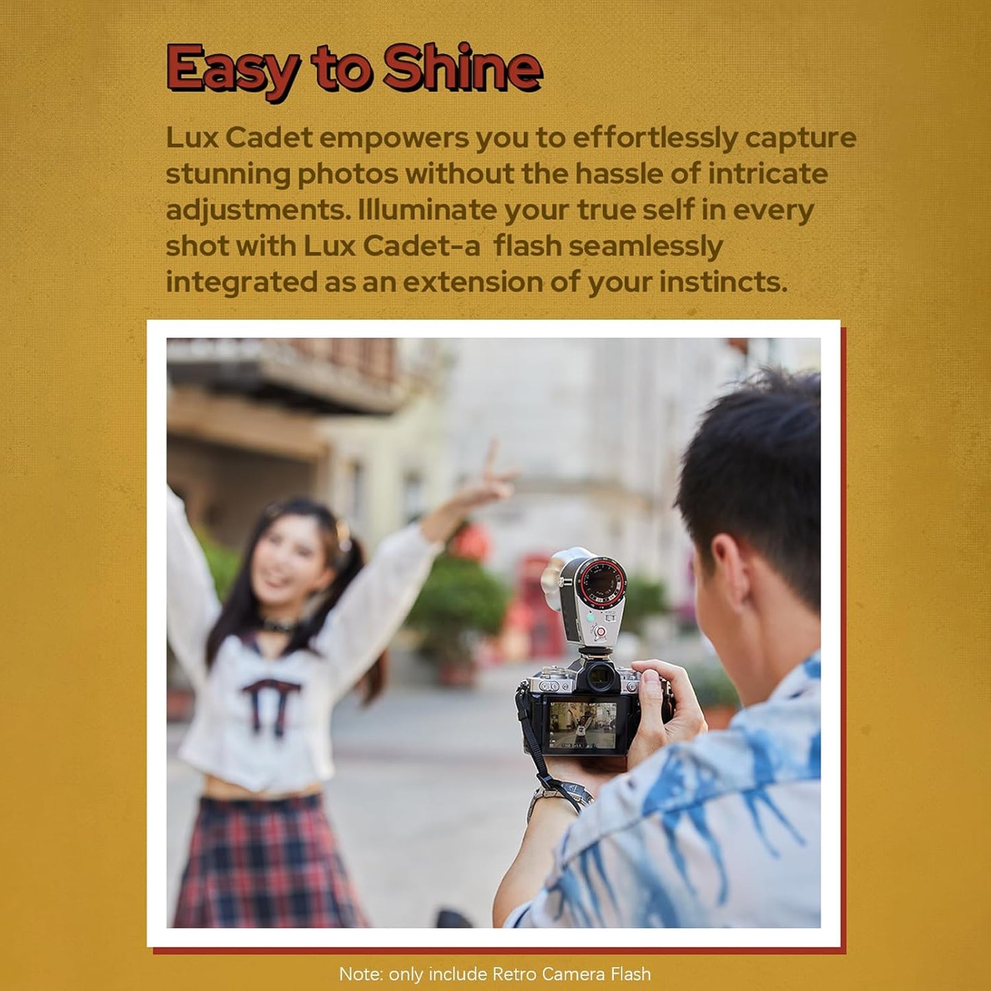 GODOX Lux Cadet Retro Camera Flash GN10 6200K±300K Color Temperature Auto & Manual Flash Modes 1/1-1/64 Flash Power 28mm Focal Length Compatible with Canon Sony Nikon Fujifilm Olympus Hot-Shoe Camera