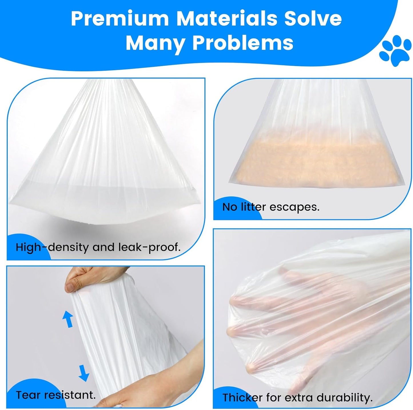 JYNSROU 120 Count Cat Litter Box Liners Bags for MeoWant MW-SC01 / MW-SC02, Extra-Thick Cat Waste Bags for Self-Cleaning Litter Box, Drawstring Self Cleaning Trash Bags -17.7" x 19.68"