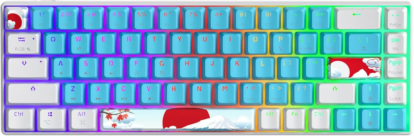 Fogruaden Full Size Mechanical Keyboard, Green Matcha Keyboard, Wired USB 104 Keys RGB Backlit Gaming Keyboard with Number Pad, Red Switches, NKRO Mechanical Keyboard for Windows Laptop PC Gamer