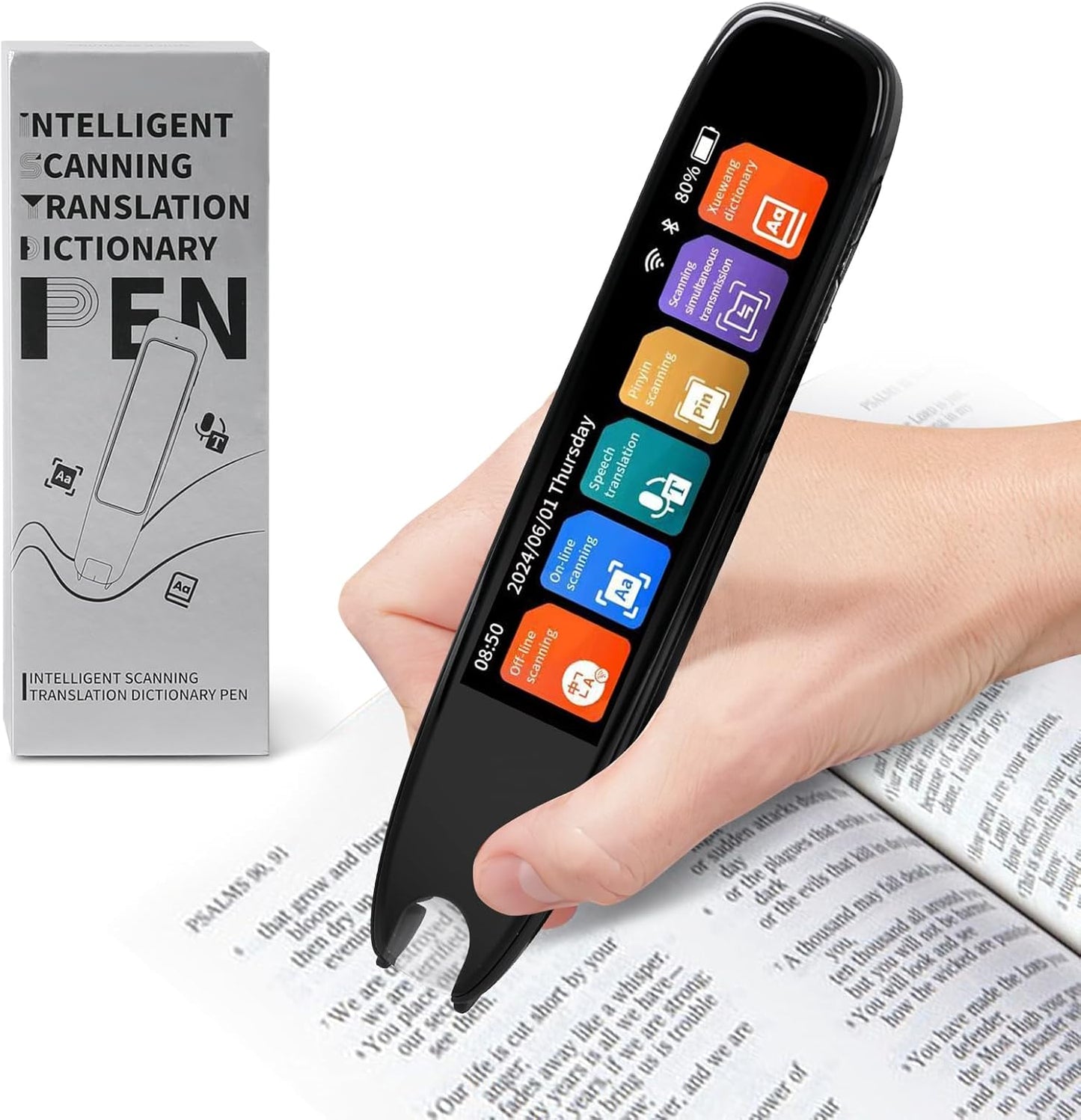 Scan Translation Pen with Camera, 142 Languages Two-Way Instant Translator Pen for Voice, Text, Photo, Offline Online Translation for Business Learning Travel, OCR Digital Reading Pen for Dyslexia