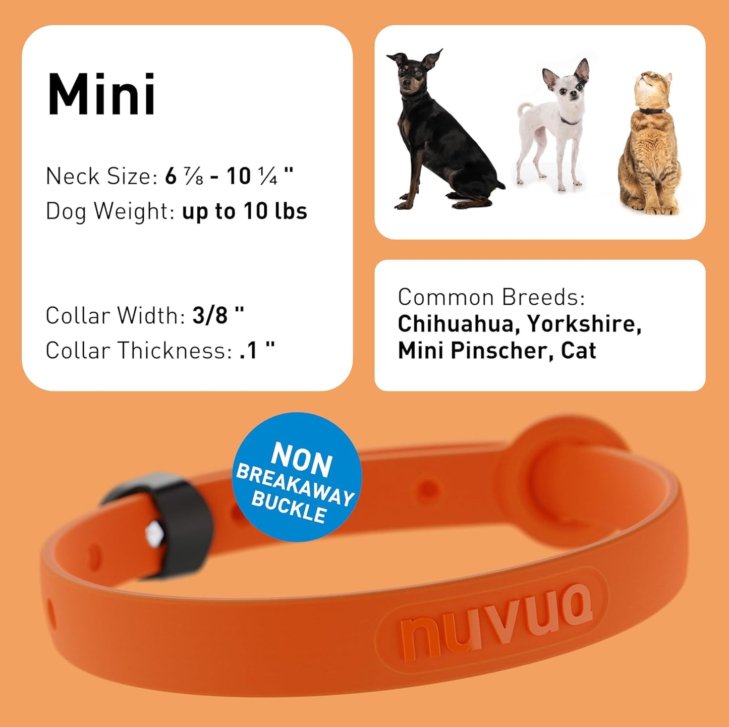 Waterproof Dog Collar - Durable, Comfortable and Adjustable Silicone Dog Collar with Wear Resistant Buckle and ID Tag Ring for Small Dogs by Nuvuq (Black, Small)