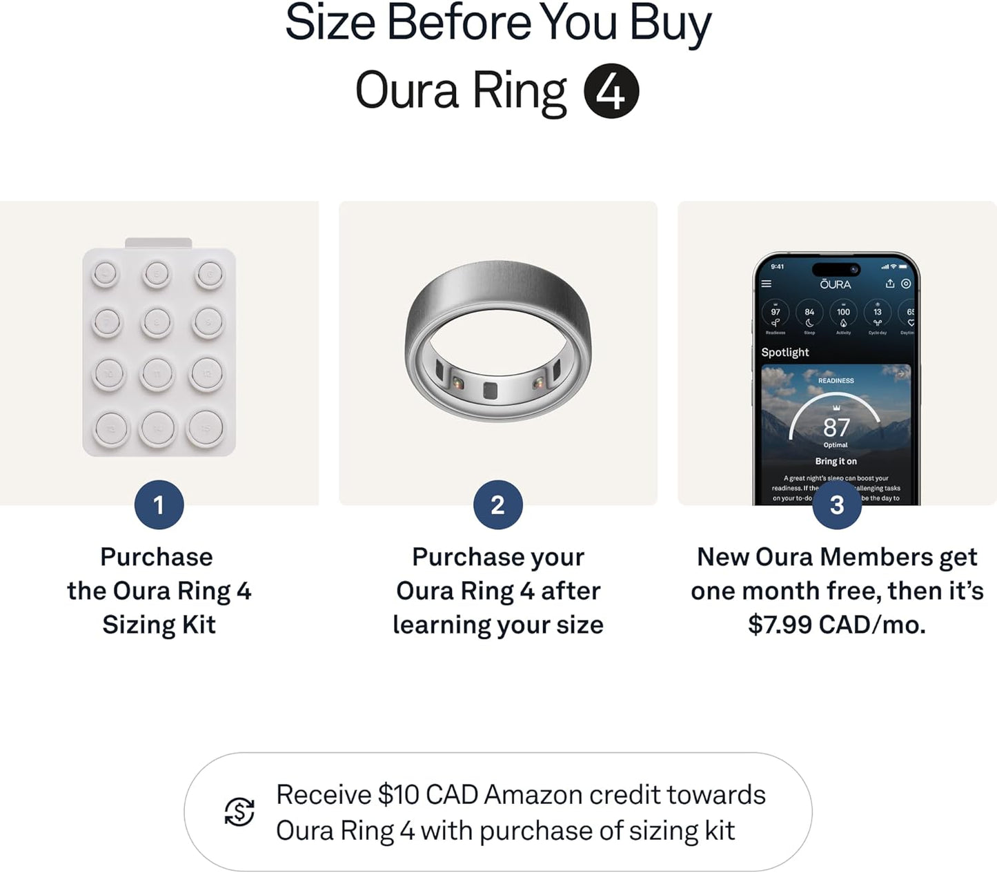 Oura Ring 4 - Gold - Size 9 - Smart Ring - Size First with Oura Ring 4 Sizing Kit - Sleep Tracking Wearable - Heart Rate - Fitness Tracker - Up to 8 Days of Battery Life