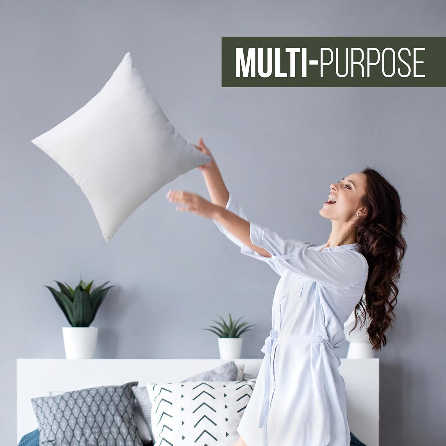 Utopia Bedding Throw Pillows (Set of 4, White), 18 x 18 Inches Pillows for Sofa, Bed and Couch Decorative Stuffer Pillow
