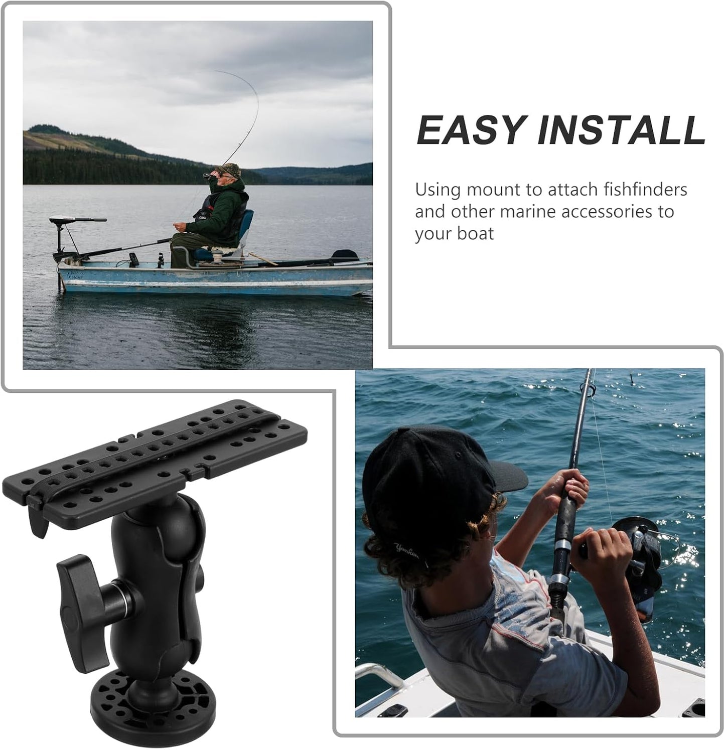 BESPORTBLE Fish Finder Mount Fish Finder Bracket Fish Finder Holder Fish Finder Rack for Boat Canoe Kayak Fishing Accessories (Black)