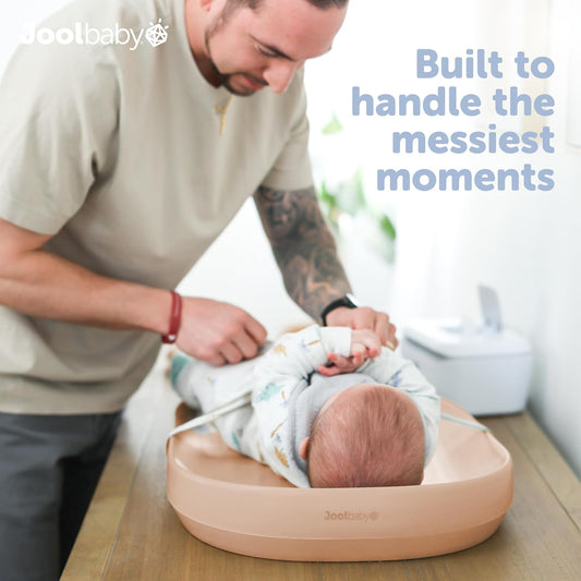 Waterproof Baby Changing Pad - Easy to Clean, Lightweight & Portable - Large Foam Cushion for Comfort - Jool Baby (Peach)
