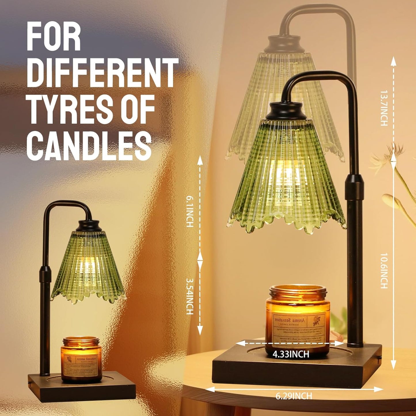GEEZO Fragrance Candle Warmer Lamp,Electric Candle Warmer with Timer & Dimmer, Mom Christmas Birthday Gifts for Women, House Warming Gifts New Home Bedroom Decor