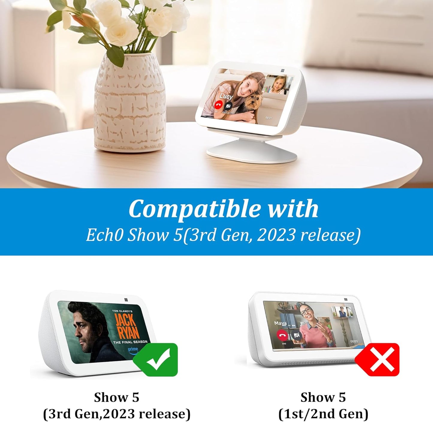 PlusAcc Stand for Show 5 (3rd Gen) - Adjustable Tilt Holder, Magnetic Table Stand Accessories Compatible with iPhone Models & Show 5 3rd Generation, Non-Slip Base (Black)