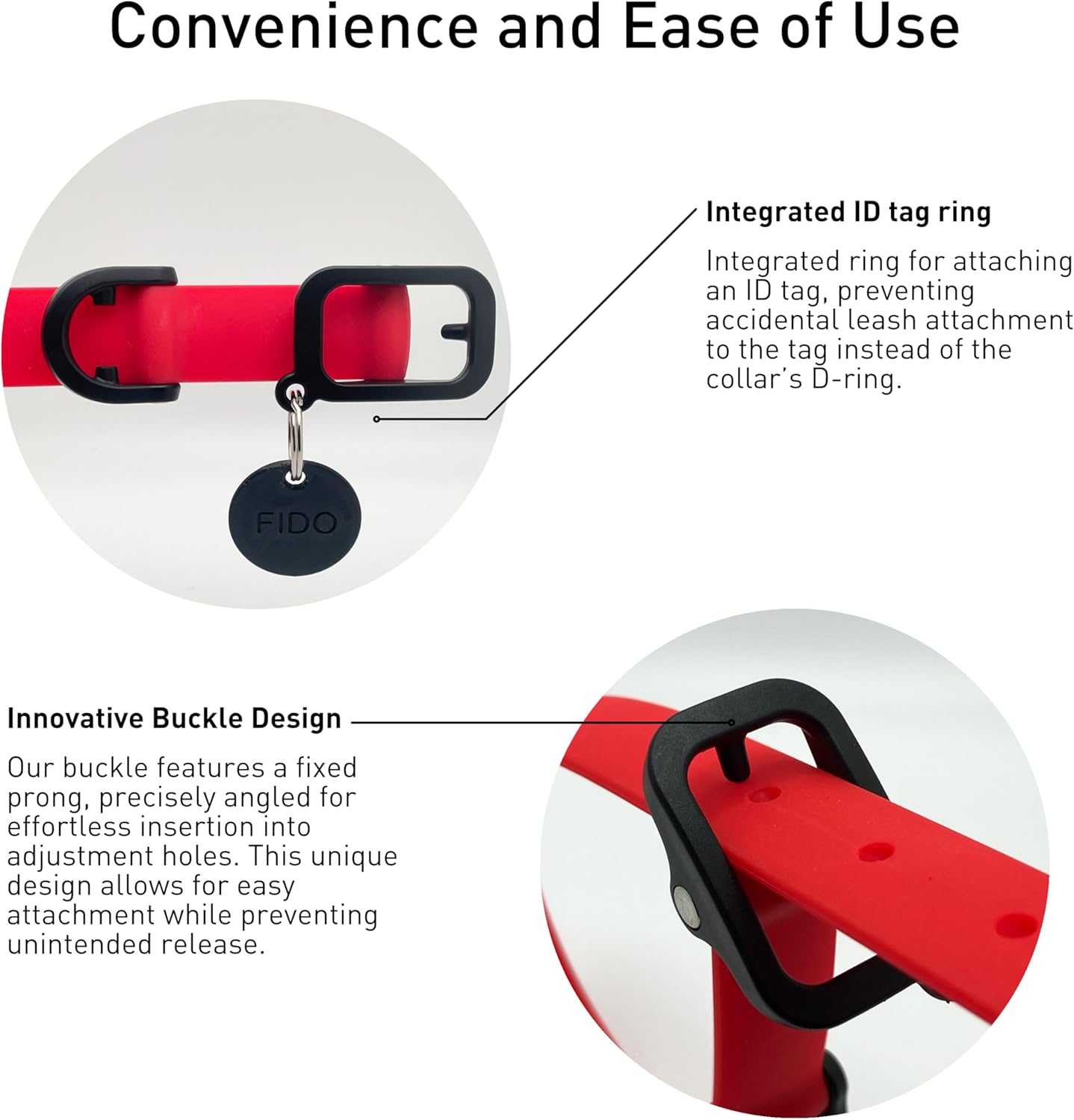 Waterproof Dog Collar - Durable, Comfortable and Adjustable Silicone Dog Collar with Wear Resistant Buckle and ID Tag Ring for Small Dogs by Nuvuq (Black, Small)