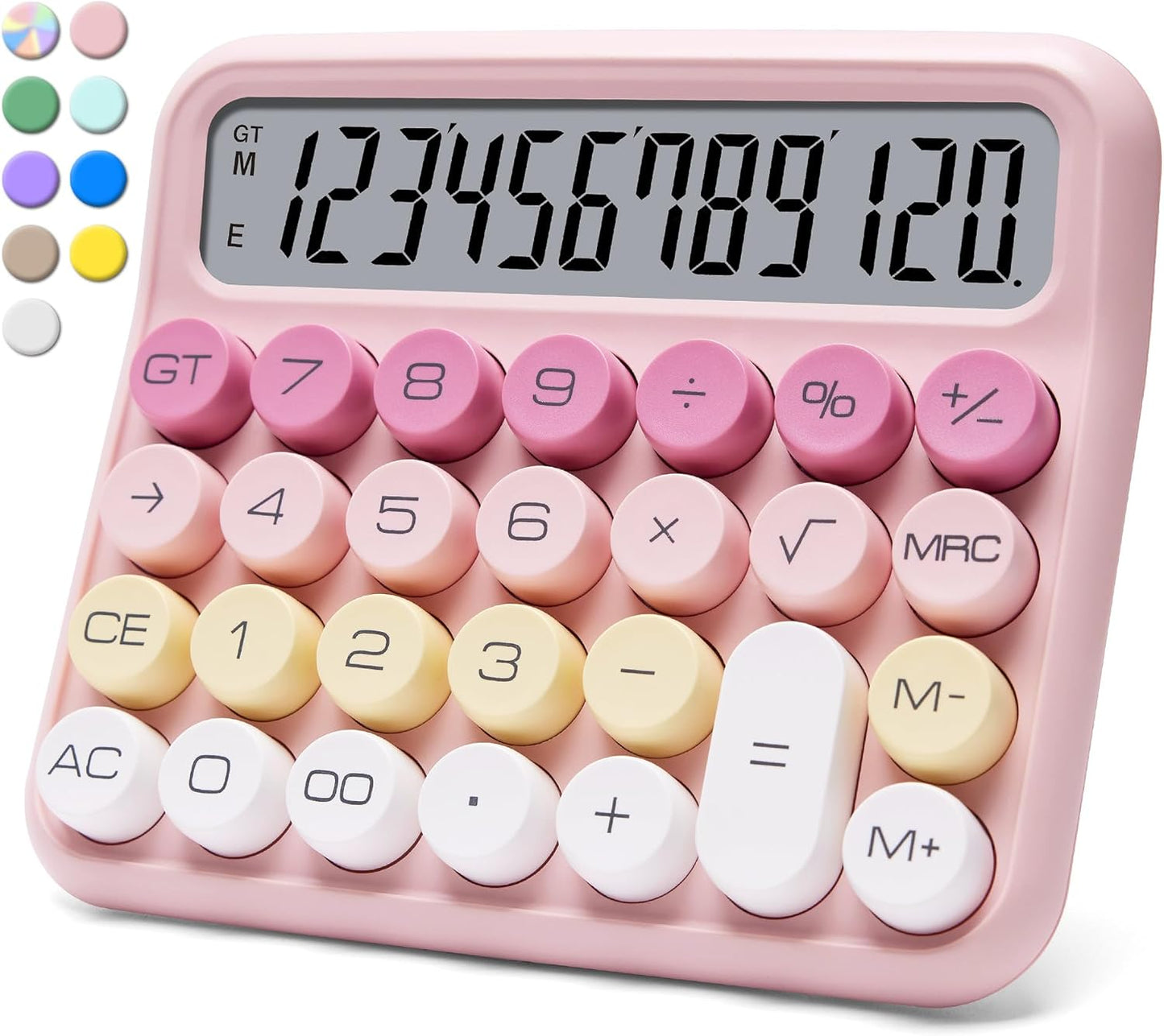 VEWINGL Mechanical Switch Calculator, 12 Digit Large LCD Display and Buttons, Great for Everyday Life and Basic Office Work, with Battery