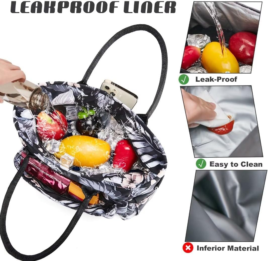 Lunch Bag for Women, Insulated Lunch Box for Work, Large Leakproof Cooler Purse with Side Pockets & Removable Shoulder Strap Women's Lunch Tote Bag for Picnic Work Beach Cute Lunch Bags (Heart)