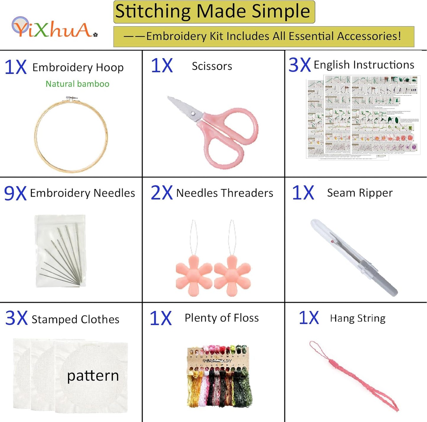 Purilite Select 3-Sets Flower Embroidery Kit