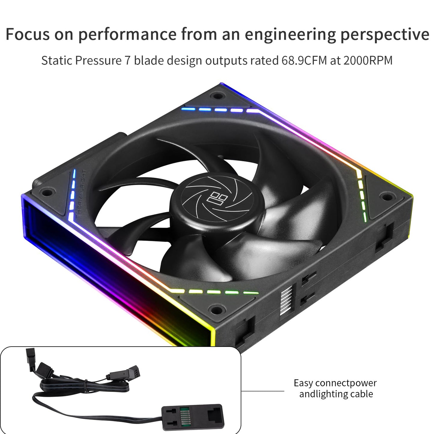 Thermalright TL-M12QR X3 Case Fan, CPU Cooler Comes with ARGB Mirror Light Effect,PC PWM Silent Cooling with 1500RPM Speed,Reverse CPU Cooler Fan (120mm, Black)