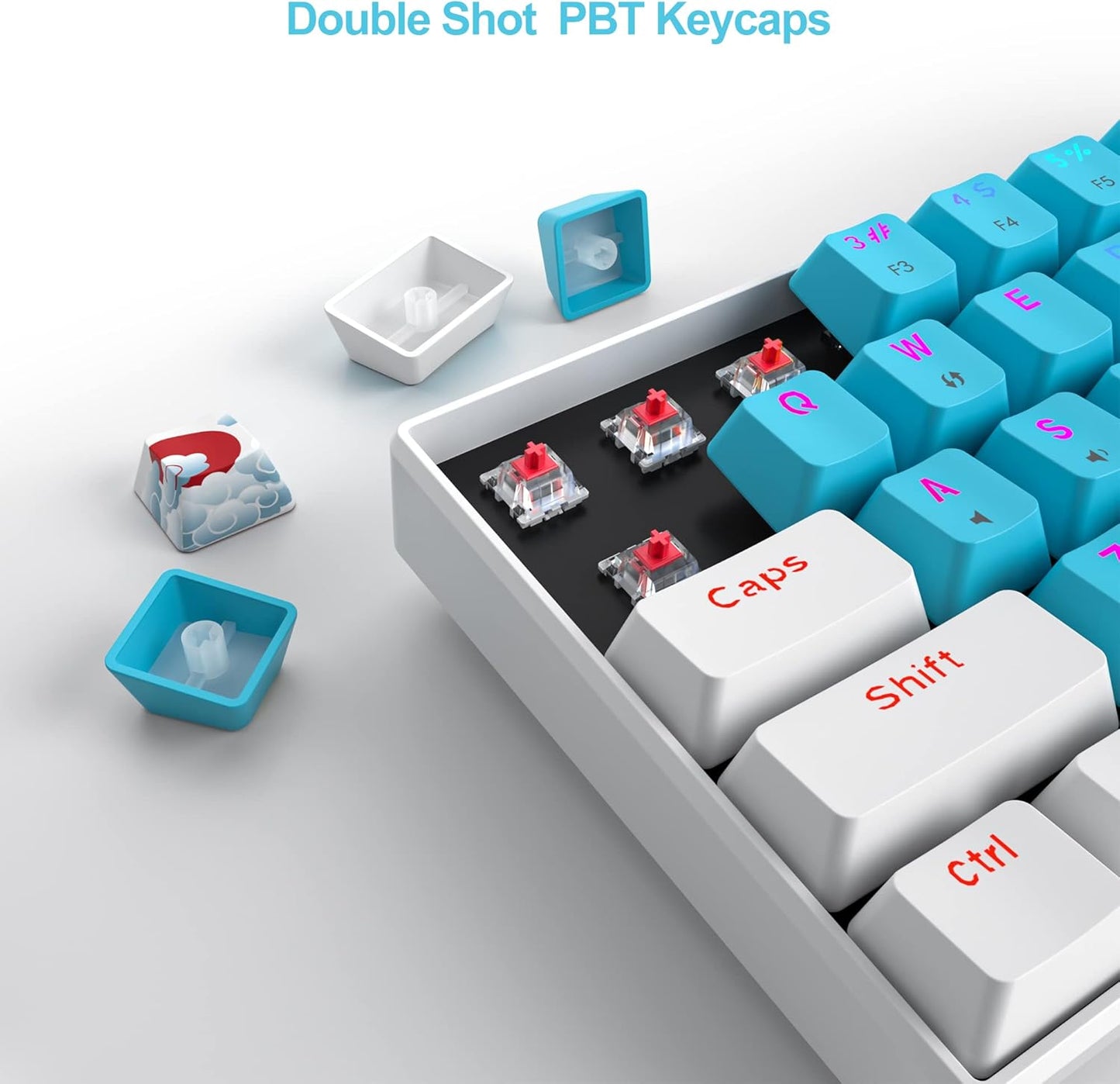 Fogruaden Full Size Mechanical Keyboard, Green Matcha Keyboard, Wired USB 104 Keys RGB Backlit Gaming Keyboard with Number Pad, Red Switches, NKRO Mechanical Keyboard for Windows Laptop PC Gamer