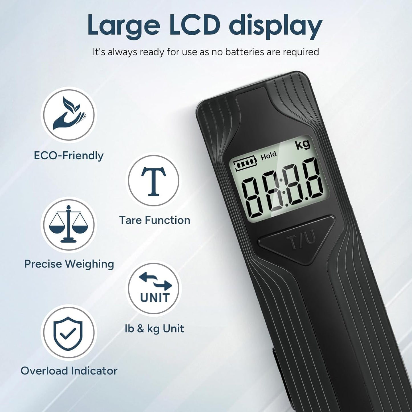 travel inspira Luggage Scale Battery-Free, Travel Essentials, Portable Handheld Digital Suitcase Weight Scale for for Travel Accessories, 110lbs/50kg (Gray)