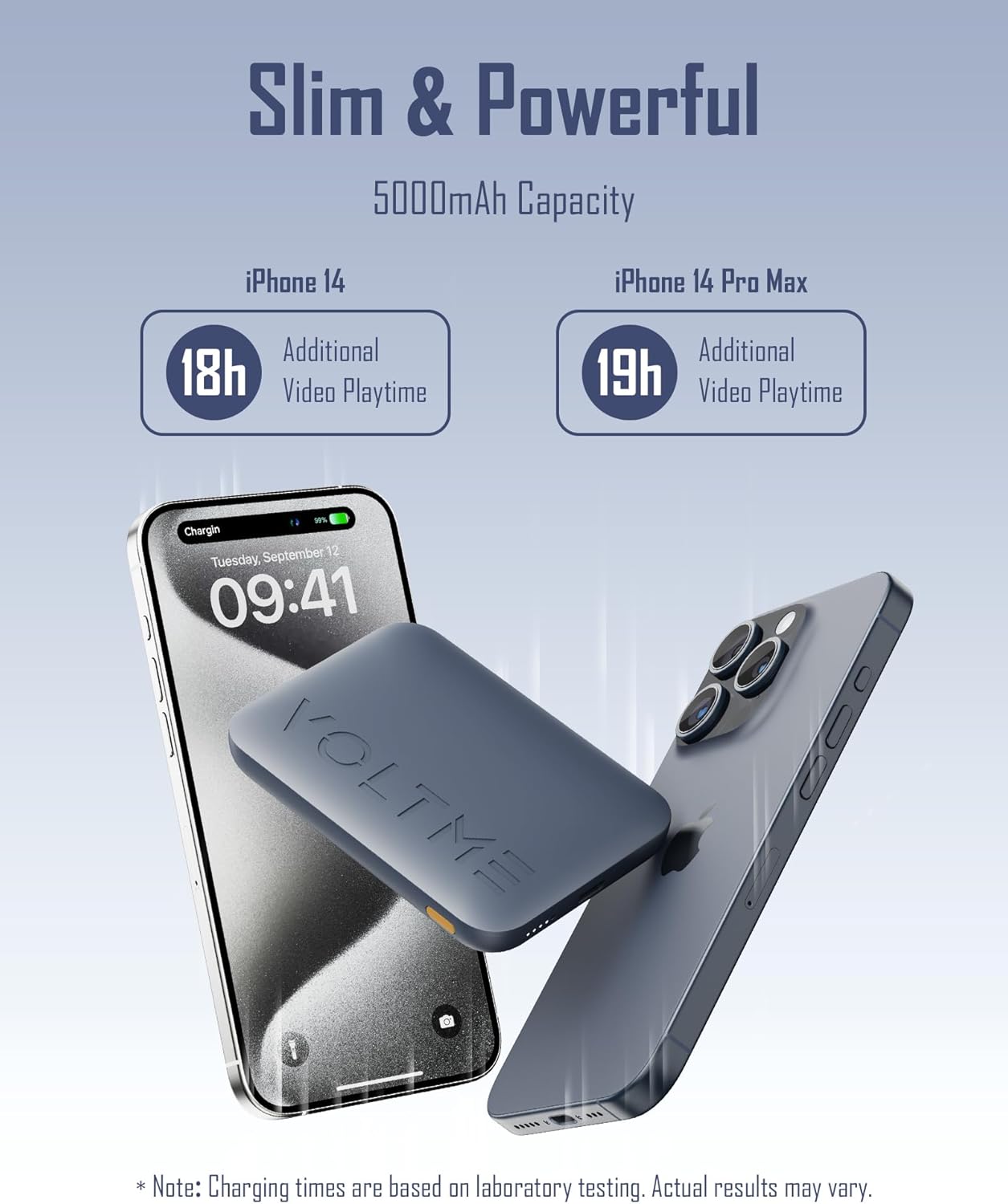 VOLTME Magnetic Power Bank,5000mAh PD 20W Portable Bank Phone Charger, Wireless Powerbank with 60w 25cm USB-C Cable,Battery Pack Power Bank Compatible with iPhone 17/16/15/14/13/12 Series