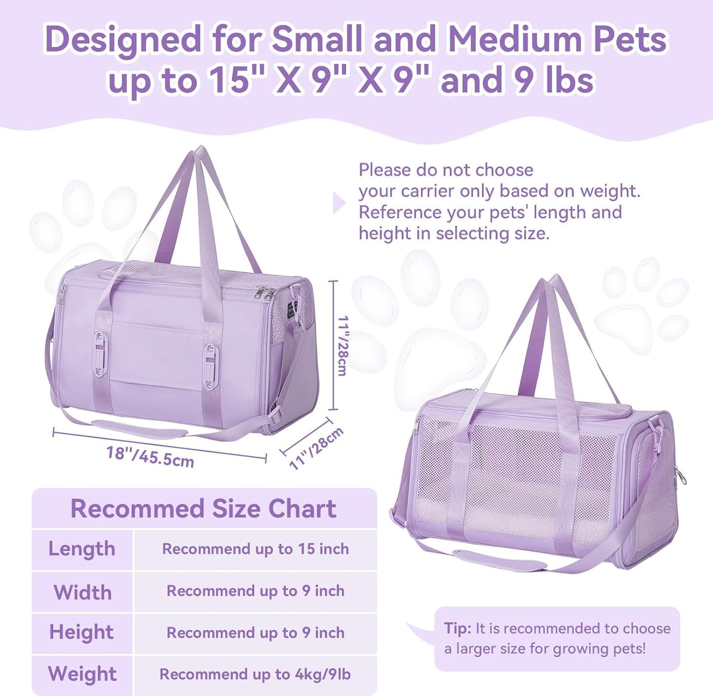 Petsfit Pet Carrier Airline Approved, Soft-Sided Cat Carrier with Patented Car Buckle, Lightweight and Collapsible with Adjustable Shoulder Strap, Soft Cushion,Green