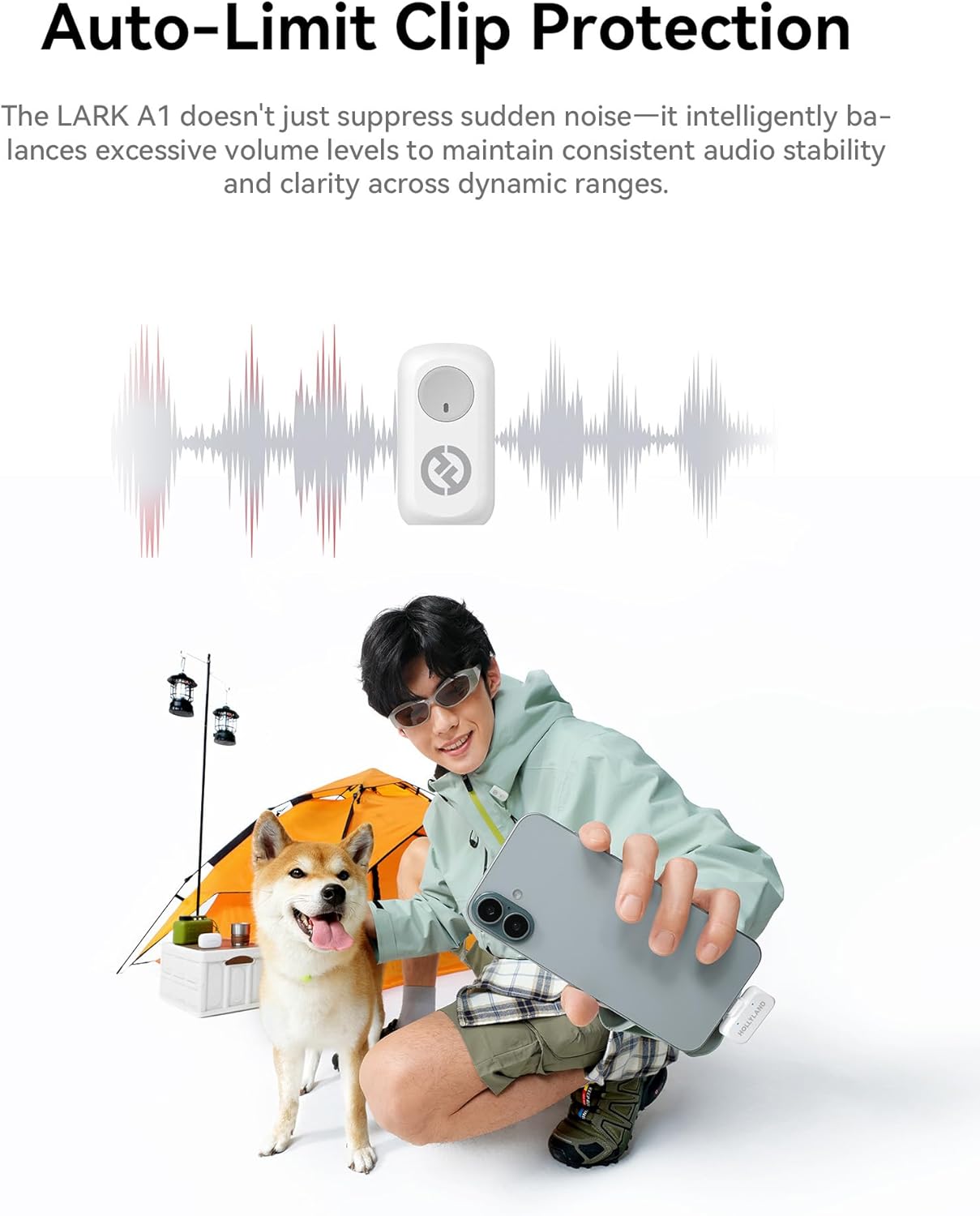 Hollyland Lark A1 Duo - Wireless Microphone USB C for iPhone 16/15 & Android (2TX + USB-C RX + Charging Case), Magnetic Mic for YouTube, TikTok, Podcast, Interviews (Black)