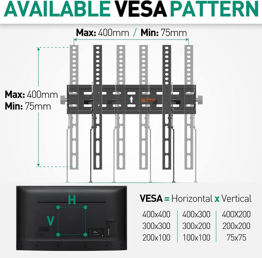 Tilting TV Wall Mount Bracket, Universal TV Mount Low Profile for 26-55 Inch Flat Screen TVs, Ultra Slim, Easy to Install with Tilting Knob, Fits 12''/16'' Studs, Max VESA 400x400mm, 99 lbs. ELIVED - PuriLite