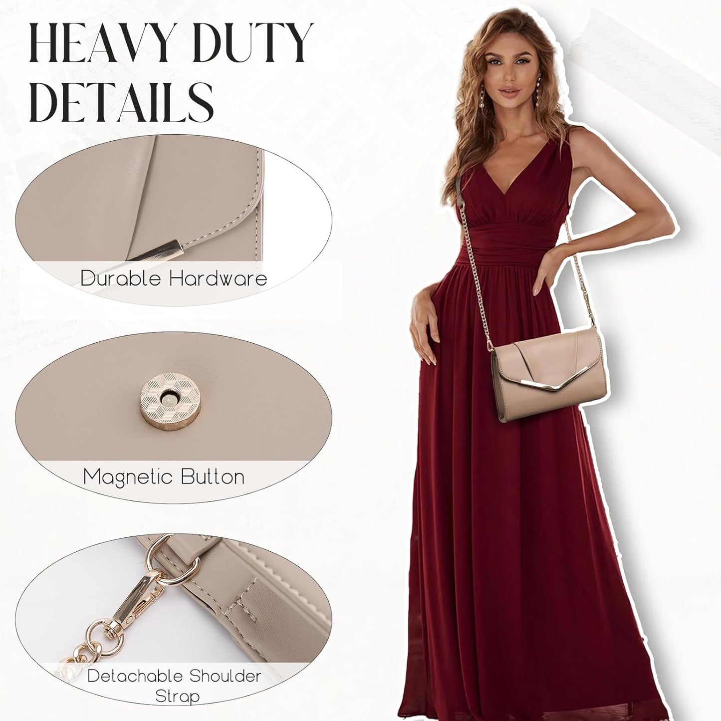 Vaschy Clutch Purse for Women,Fashion Envelope Evening Small Formal Handbag Fold-over Crossbody Shoulder Bag Wedding,Party